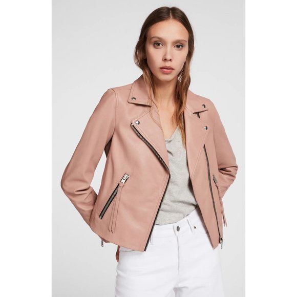 All Saints Jackets & Blazers - AllSaints Dalby Leather Biker Jacket Sz 4 Pink